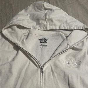 Boys Lie, white zip-up hoodie